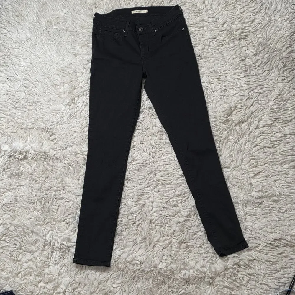 Levi 711 Mid Rise Skinny Jeans Womens Size 28/28 Black